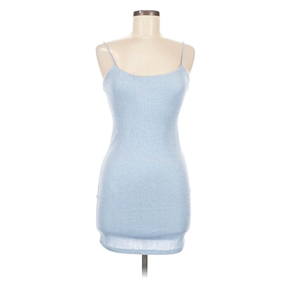 Lucy In The Sky Women's Shimmer Bodycon Mini Dress In Icy Blue - Size M - Picture 3 of 9